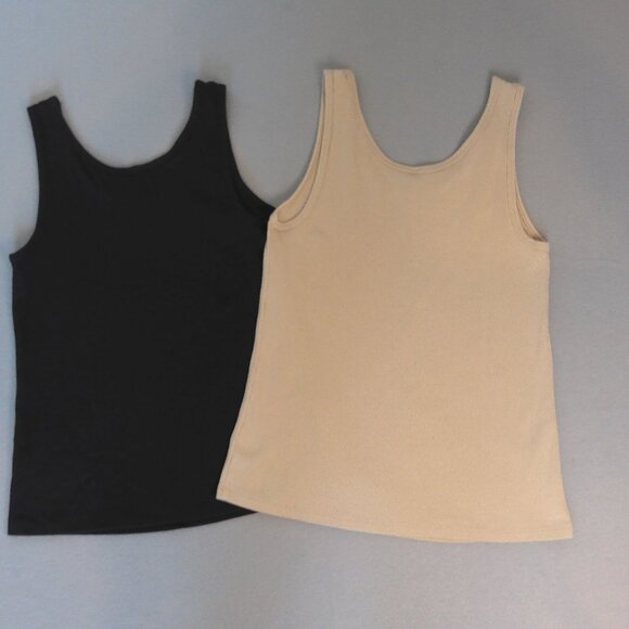 JW STYLE WOMEN'S BASIC TANK TOPS, BOTH SIZE-SMALL, 1/BLACK, 1/TAN - Picture 2 of 4